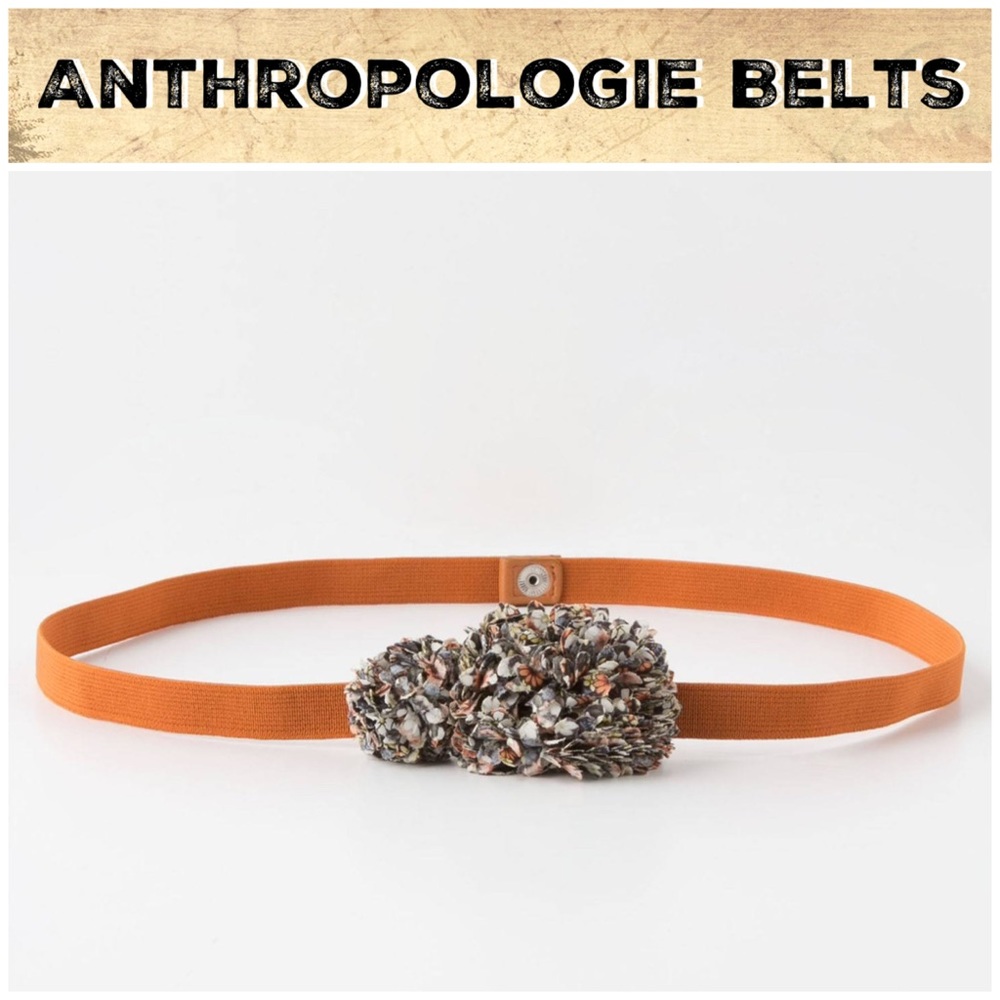 Anthro “Pompom Petals Skinny Belt”